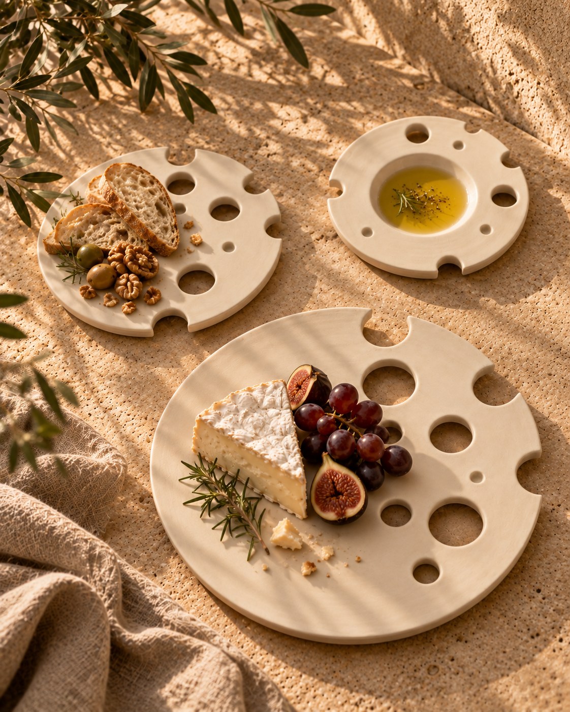 Studio Domo Tableware met kaas, brood, boter en olijfolie